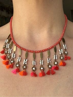 Anthropologie Serefina Beaded Tassel Necklace